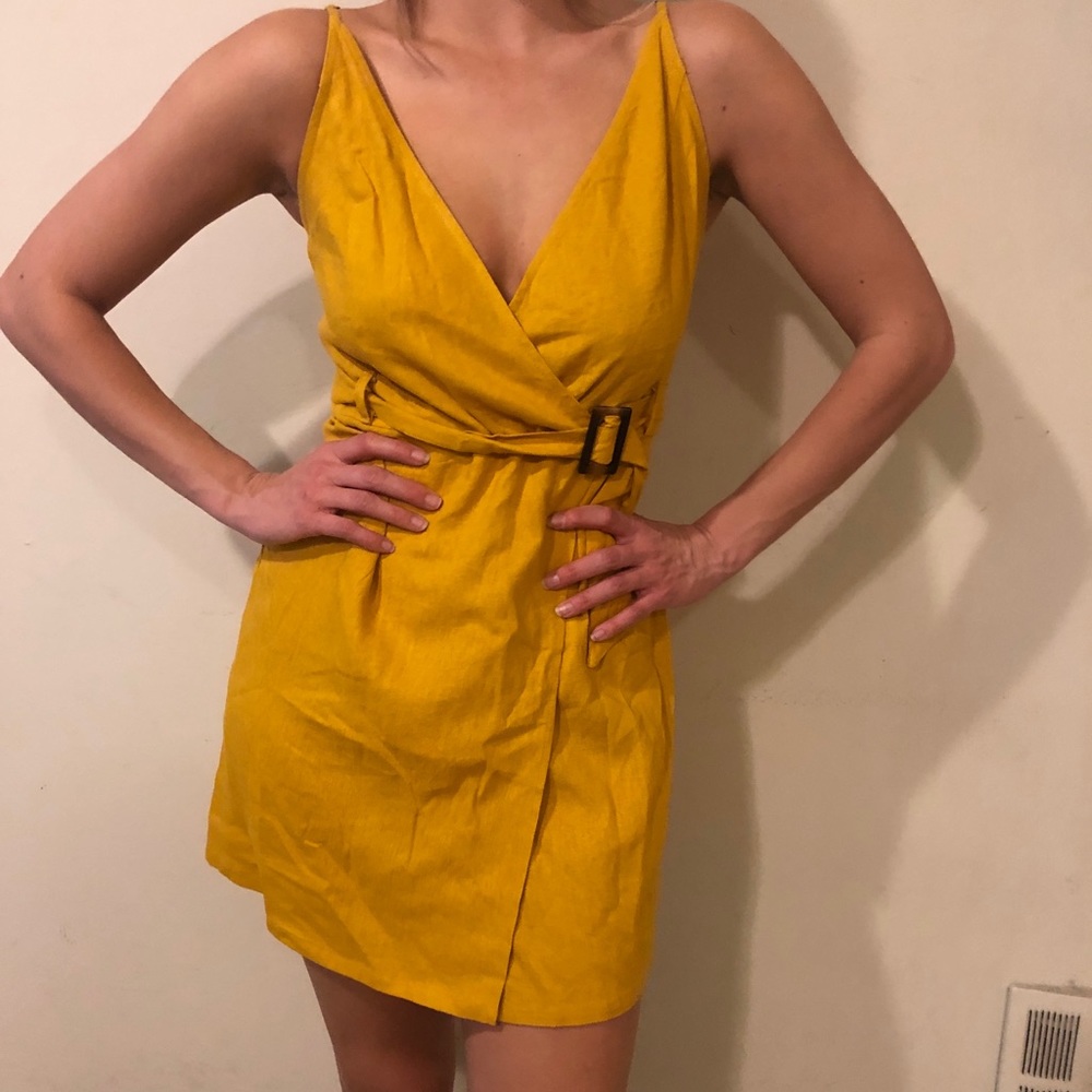 Yellow dress with belt